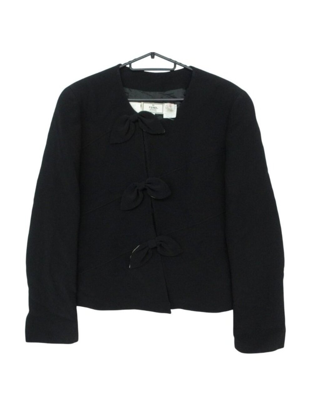Fendi Collarless Jacket Ribbon Motif Black